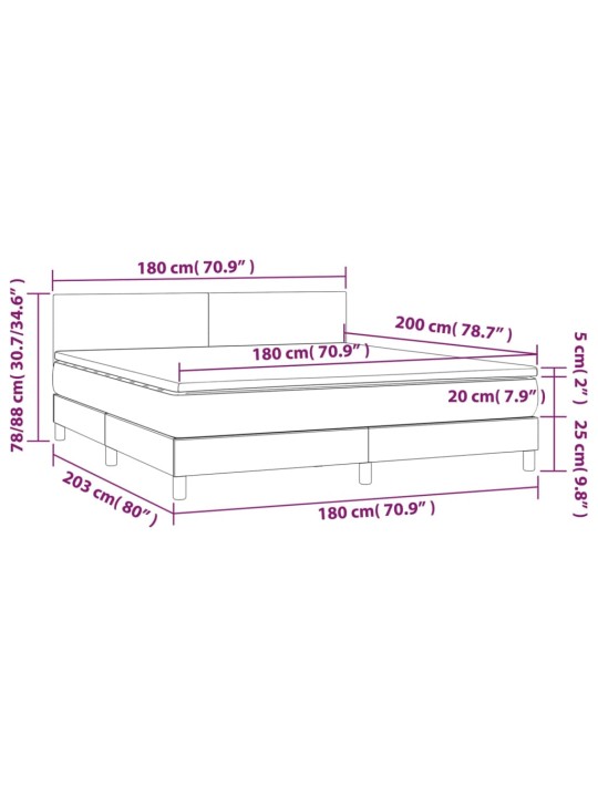 Box spring postel s matrací a LED černá 180x200 cm umělá kůže