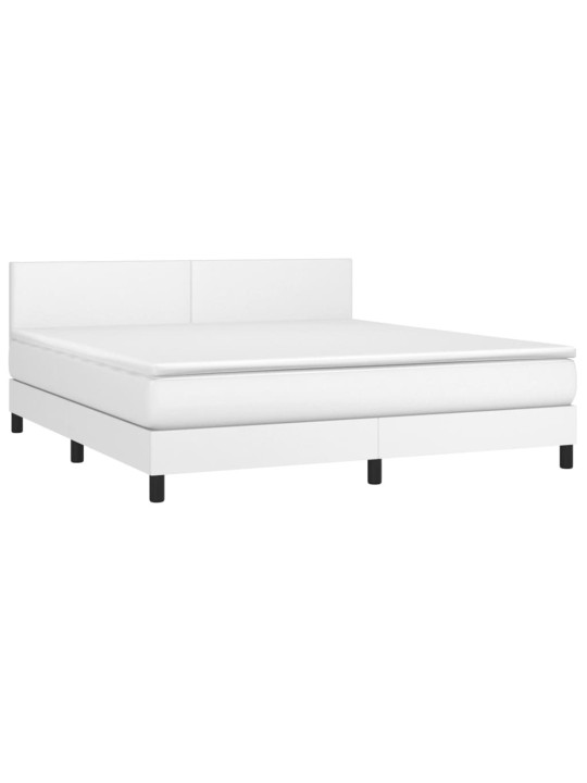 Box spring postel s matrací a LED bílá 180x200 cm umělá kůže