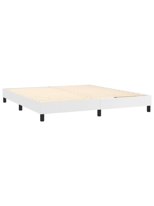 Box spring postel s matrací a LED bílá 180x200 cm umělá kůže