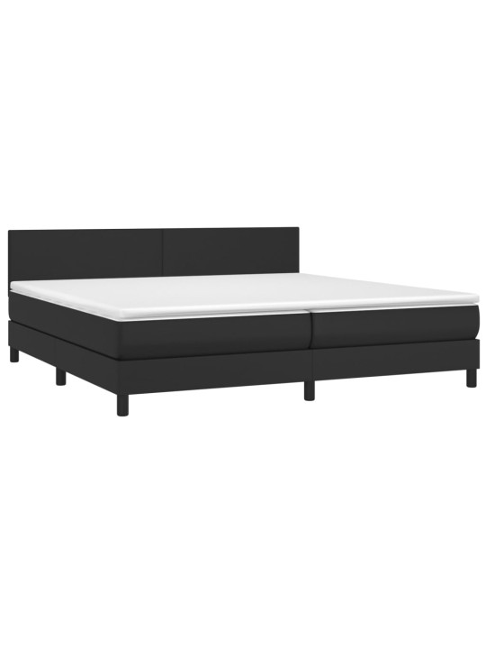 Box spring postel s matrací a LED černá 200x200 cm umělá kůže