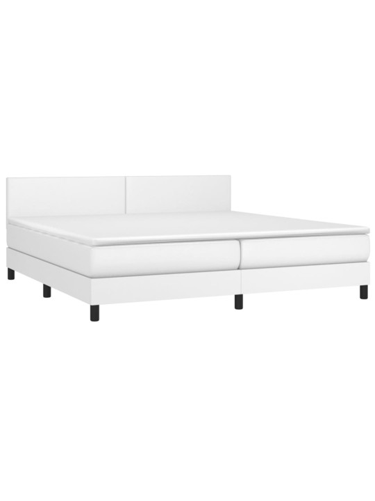 Box spring postel s matrací a LED bílá 200x200 cm umělá kůže