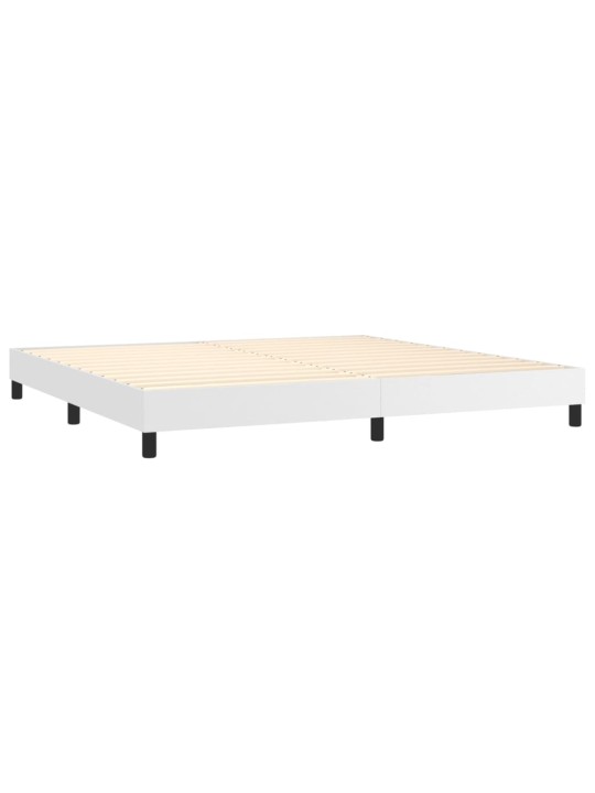 Box spring postel s matrací a LED bílá 200x200 cm umělá kůže
