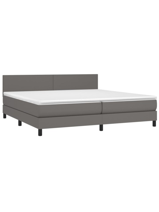 Box spring postel s matrací a LED šedá 200x200 cm umělá kůže