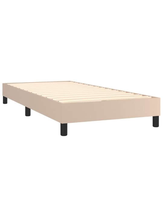 Box spring postel matrace a LED cappuccino 80x200 cm umělá kůže