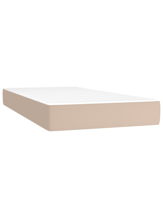 Box spring postel matrace a LED cappuccino 80x200 cm umělá kůže