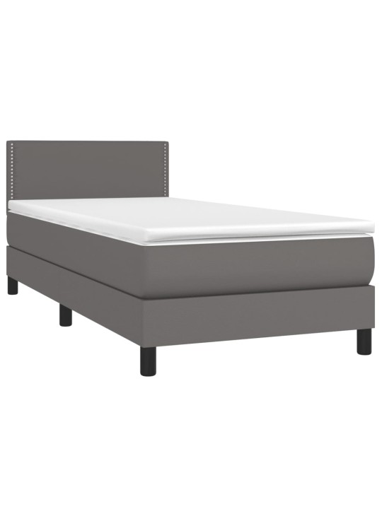 Box spring postel s matrací a LED šedá 90x190 cm umělá kůže