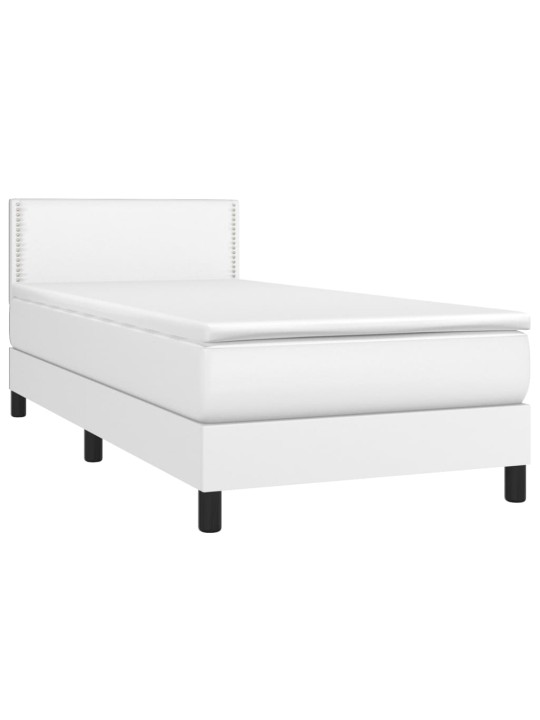 Box spring postel s matrací a LED bílá 90x200 cm umělá kůže