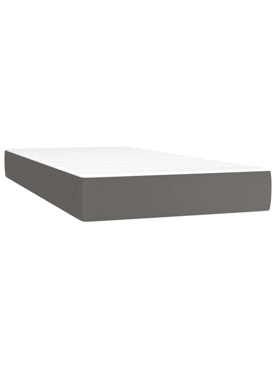 Box spring postel s matrací a LED šedá 90x200 cm umělá kůže
