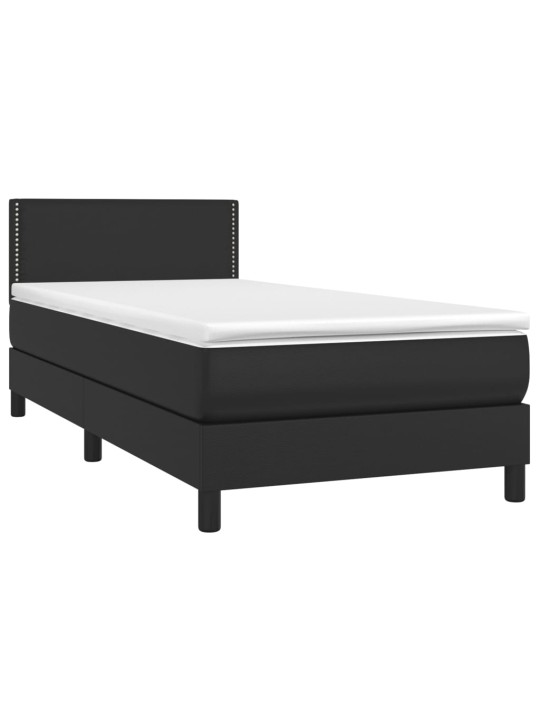 Box spring postel s matrací a LED černá 100x200 cm umělá kůže