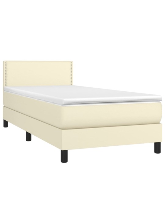 Box spring postel s matrací a led krémová 100x200 cm umělá kůže