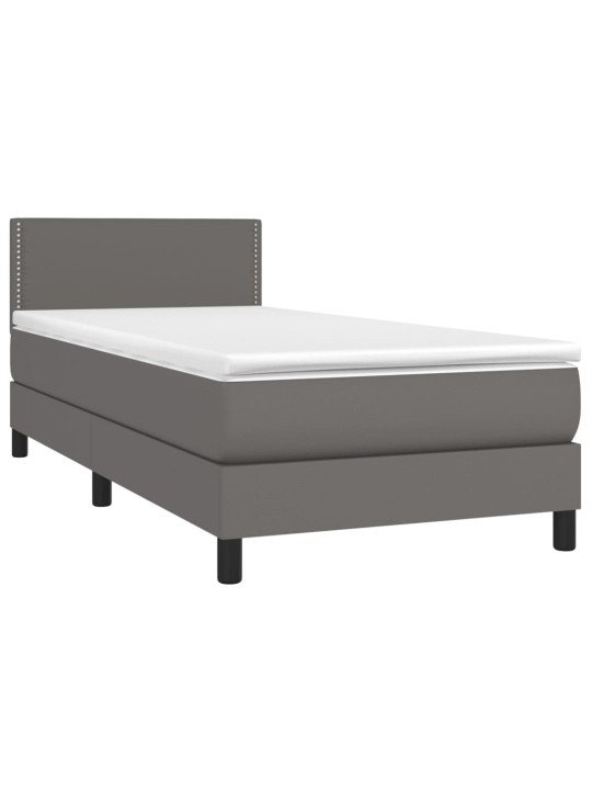 Box spring postel s matrací a LED šedá 100x200 cm umělá kůže