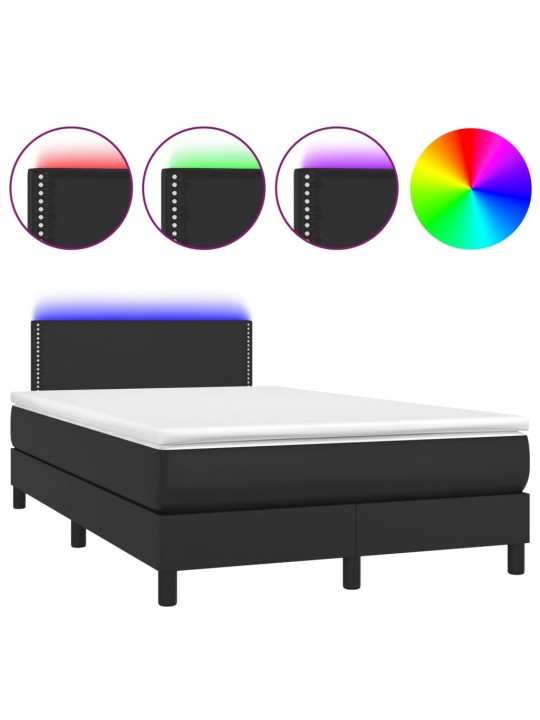 Box spring postel s matrací a LED černá 120x200 cm umělá kůže