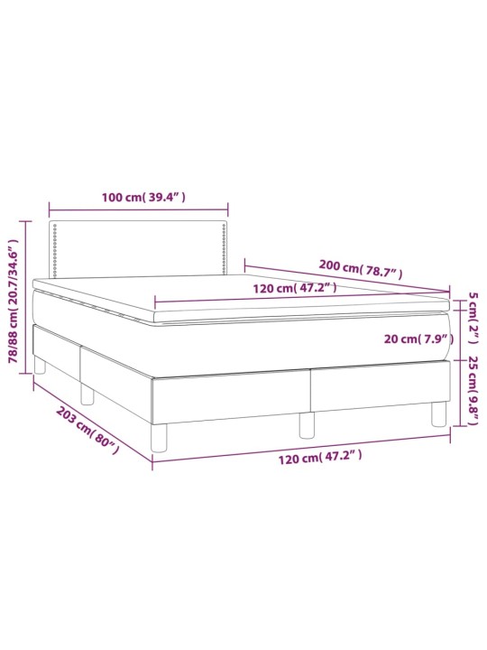 Box spring postel s matrací a LED černá 120x200 cm umělá kůže