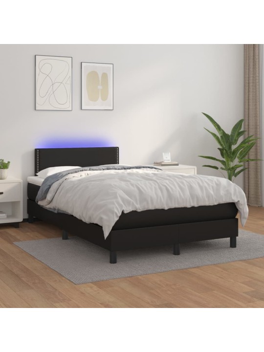 Box spring postel s matrací a LED černá 120x200 cm umělá kůže