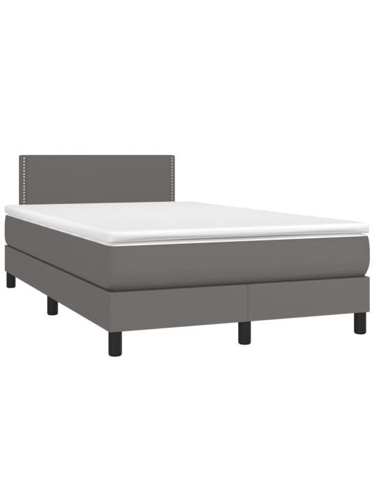 Box spring postel s matrací a LED šedá 120x200 cm umělá kůže