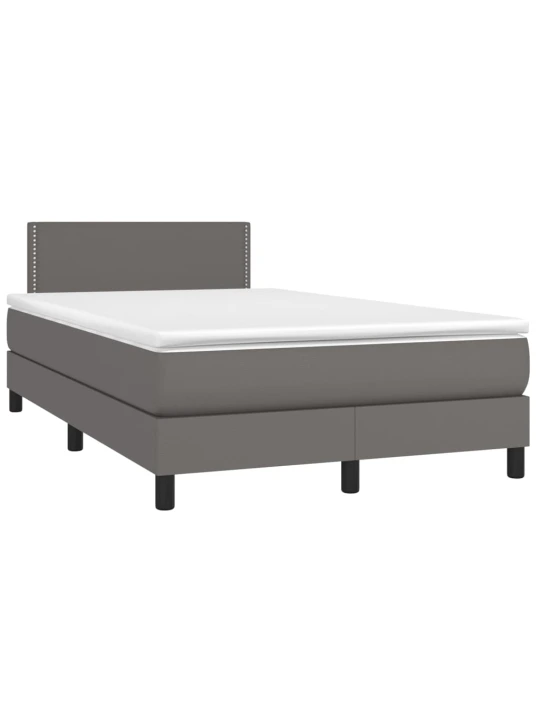 Box spring postel s matrací a LED šedá 120x200 cm umělá kůže