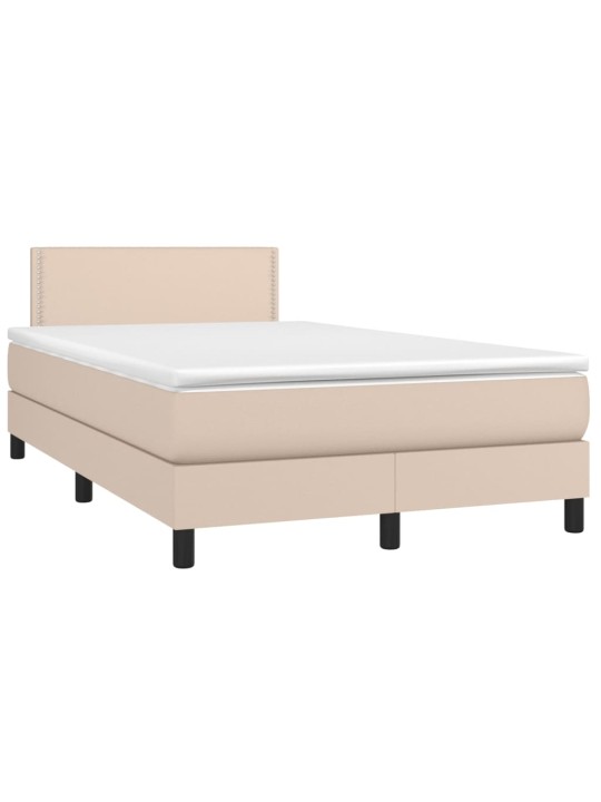 Box spring postel matrace a LED cappuccino 120x200cm umělá kůže