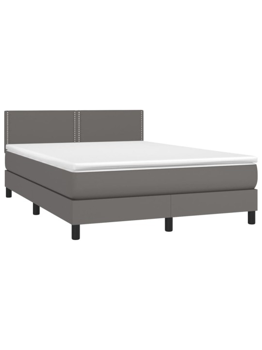 Box spring postel s matrací a LED šedá 140x190 cm umělá kůže