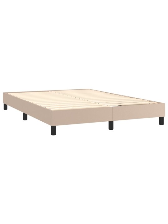 Box spring postel matrace a LED cappuccino 140x190cm umělá kůže