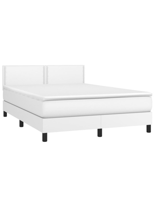 Box spring postel s matrací a LED bílá 140x200 cm umělá kůže