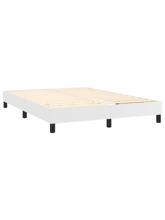 Box spring postel s matrací a LED bílá 140x200 cm umělá kůže