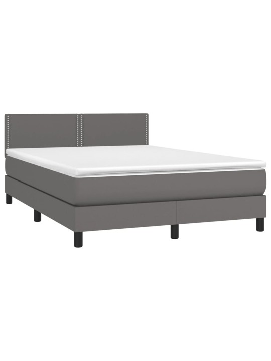 Box spring postel s matrací a LED šedá 140x200 cm umělá kůže