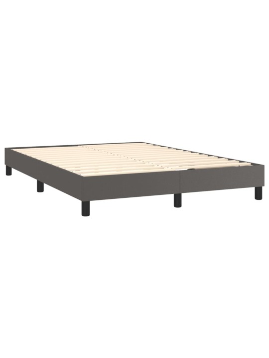 Box spring postel s matrací a LED šedá 140x200 cm umělá kůže