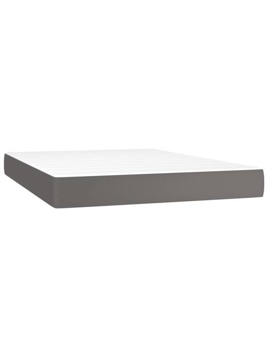 Box spring postel s matrací a LED šedá 140x200 cm umělá kůže