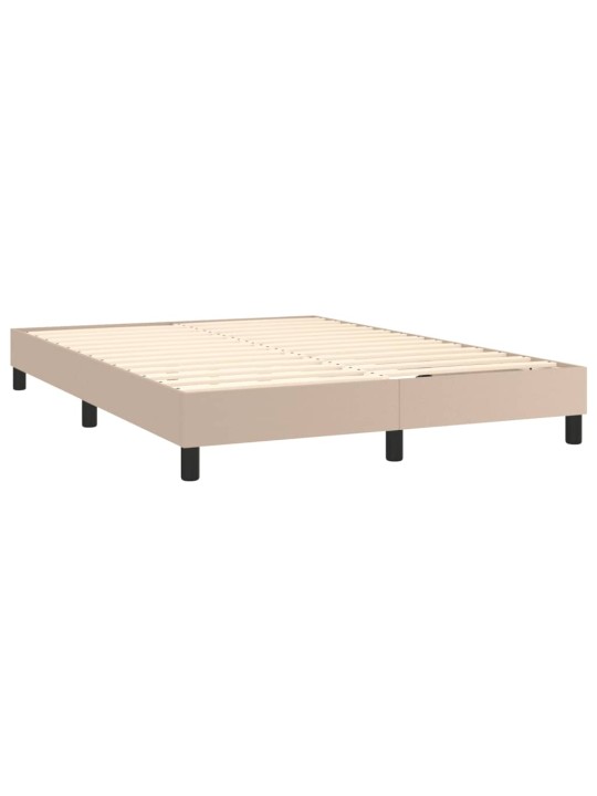 Box spring postel matrace a LED cappuccino 140x200cm umělá kůže