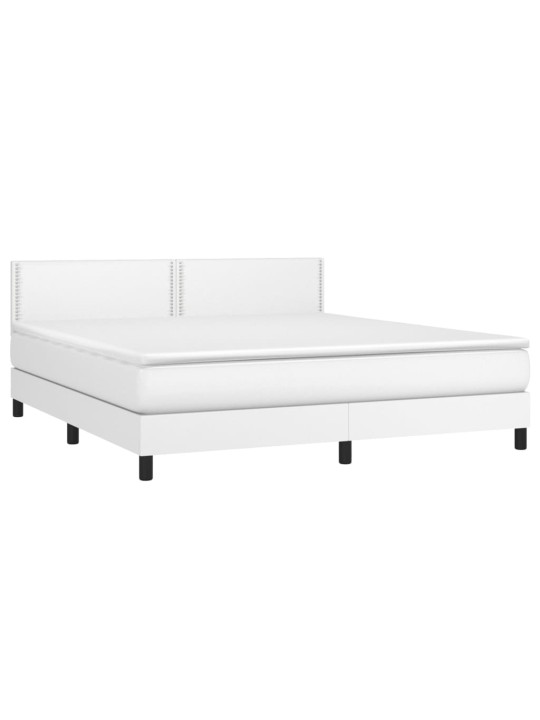 Box spring postel s matrací a LED bílá 160x200 cm umělá kůže