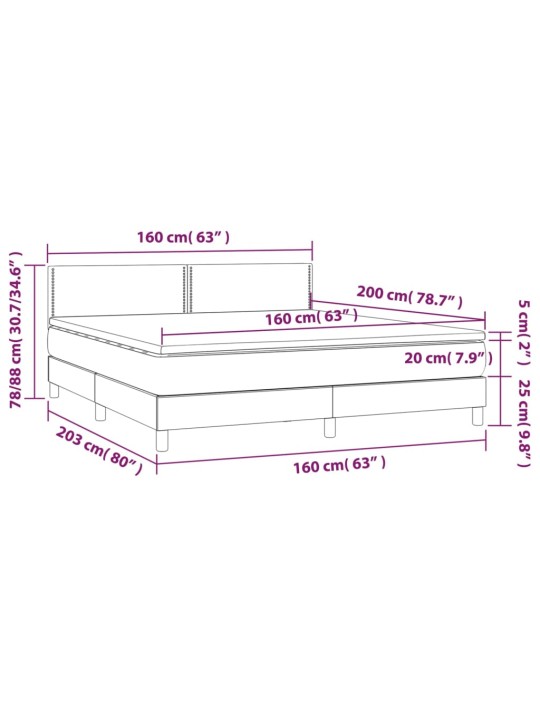 Box spring postel s matrací a LED bílá 160x200 cm umělá kůže