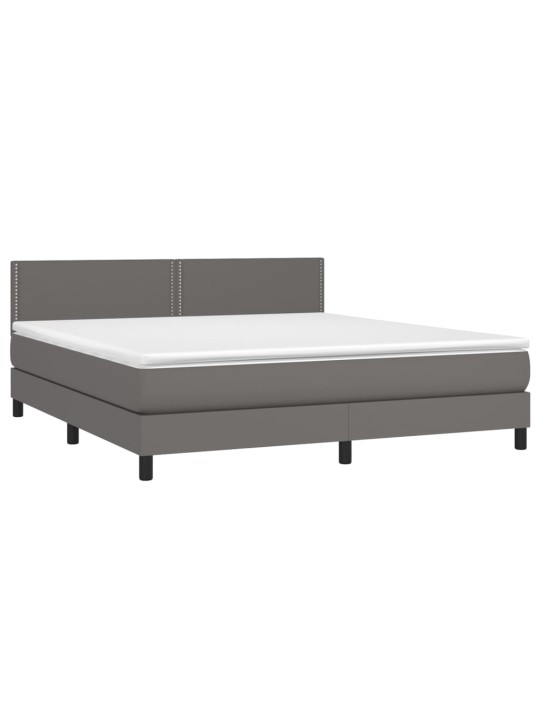 Box spring postel s matrací a LED šedá 160x200 cm umělá kůže