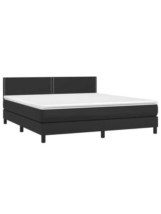 Box spring postel s matrací a LED černá 180x200 cm umělá kůže
