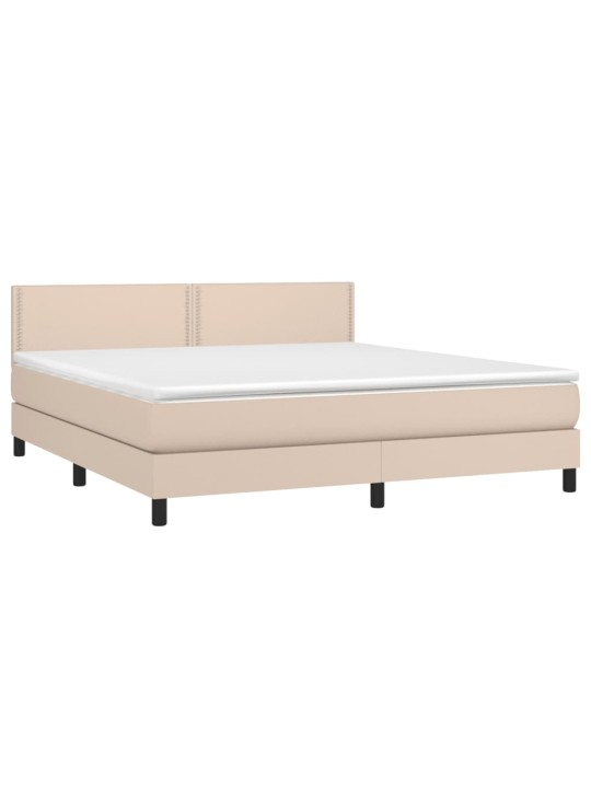 Box spring postel matrace a LED cappuccino 180x200cm umělá kůže