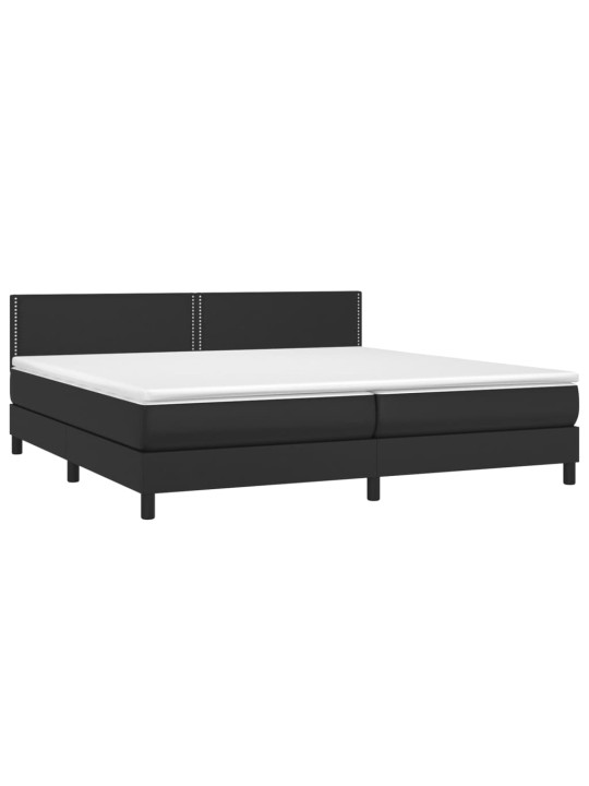 Box spring postel s matrací a LED černá 200x200 cm umělá kůže
