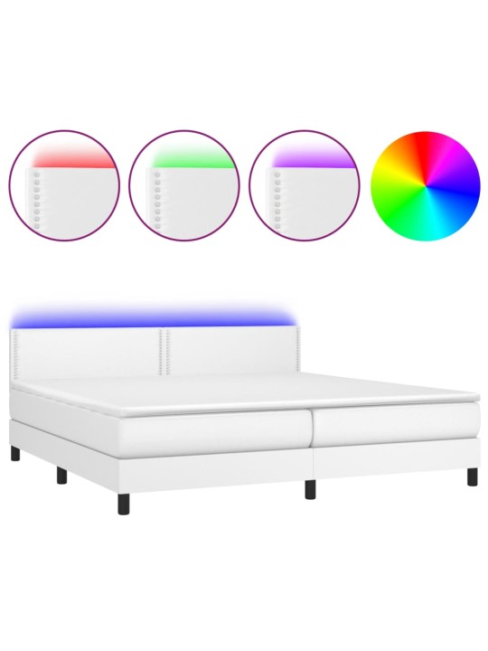 Box spring postel s matrací a LED bílá 200x200 cm umělá kůže