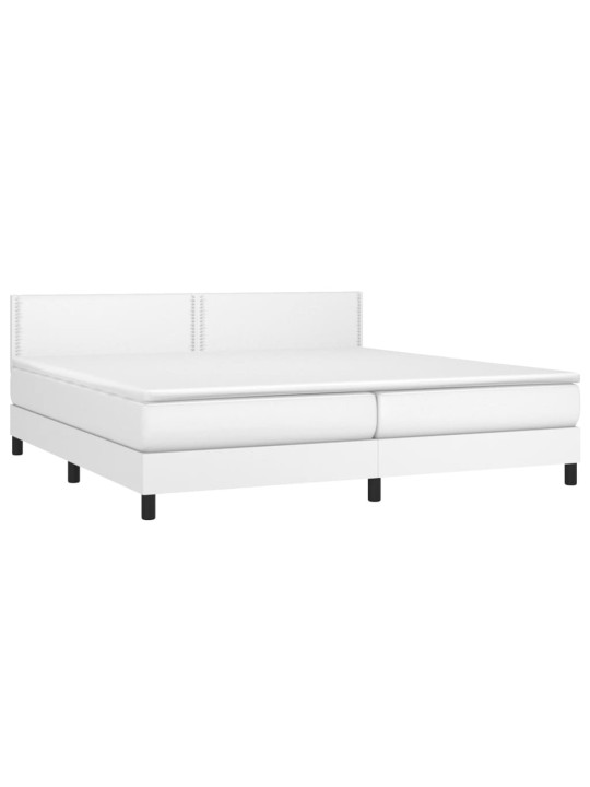 Box spring postel s matrací a LED bílá 200x200 cm umělá kůže