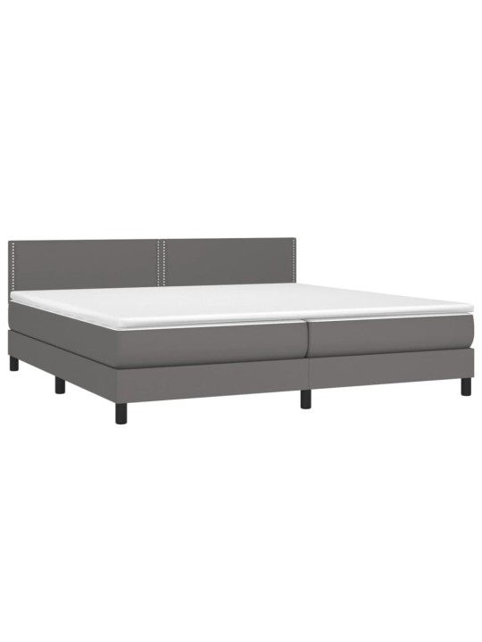 Box spring postel s matrací a LED šedá 200x200 cm umělá kůže