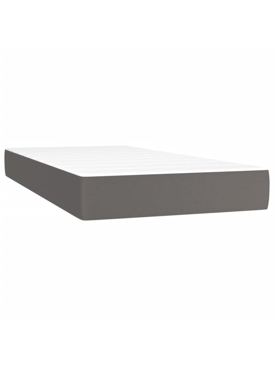 Box spring postel s matrací a LED šedá 200x200 cm umělá kůže