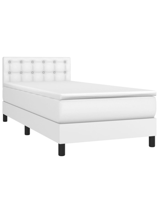 Box spring postel s matrací a LED bílá 80 x 200 cm umělá kůže