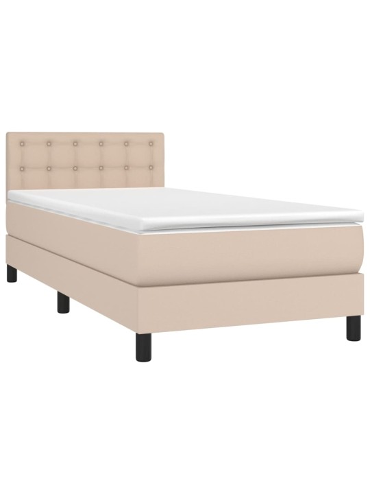 Box spring postel matrace a LED cappuccino 80x200 cm umělá kůže