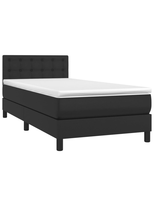 Box spring postel s matrací a LED černá 100x200 cm umělá kůže