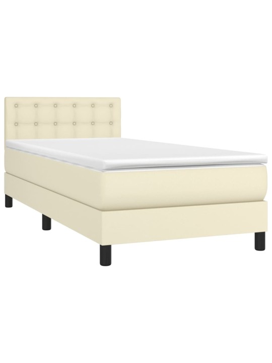 Box spring postel s matrací a led krémová 100x200 cm umělá kůže