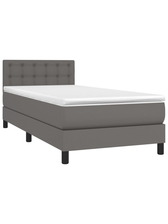 Box spring postel s matrací a LED šedá 100x200 cm umělá kůže