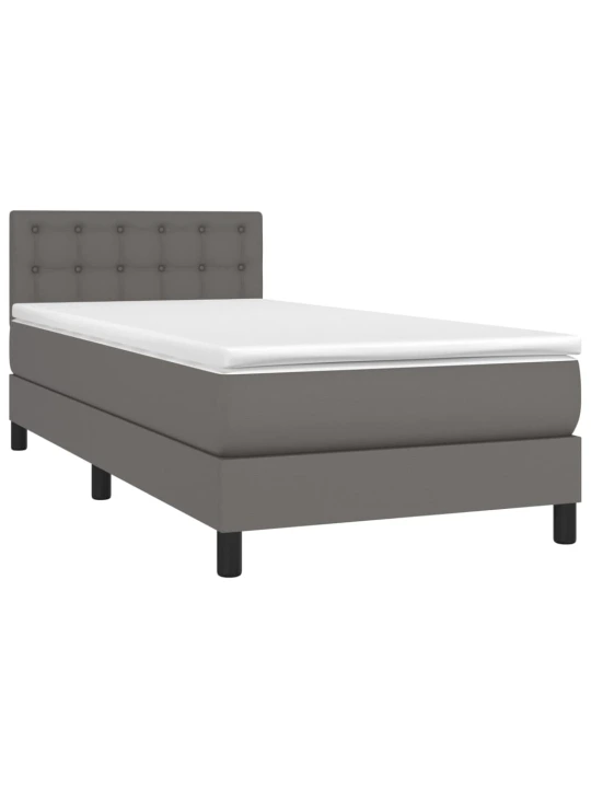 Box spring postel s matrací a LED šedá 100x200 cm umělá kůže