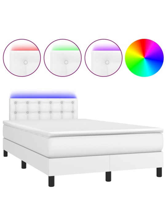 Box spring postel s matrací a LED bílá 120x200 cm umělá kůže