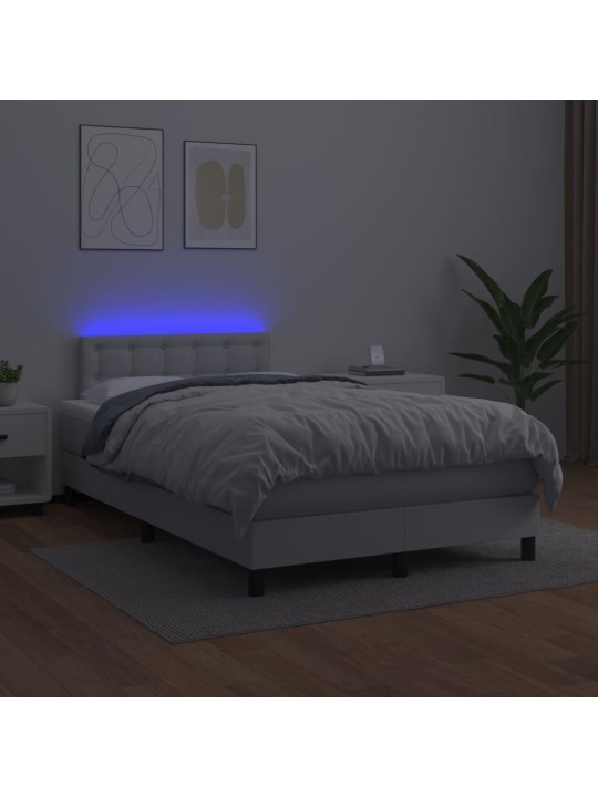 Box spring postel s matrací a LED bílá 120x200 cm umělá kůže