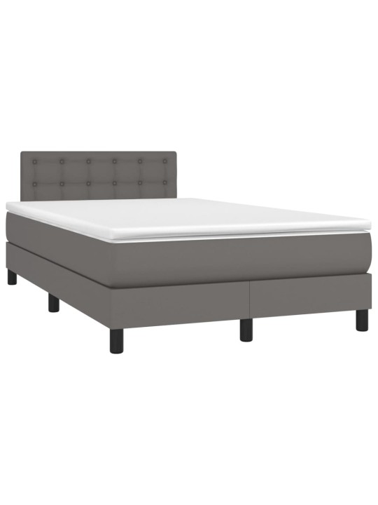 Box spring postel s matrací a LED šedá 120x200 cm umělá kůže