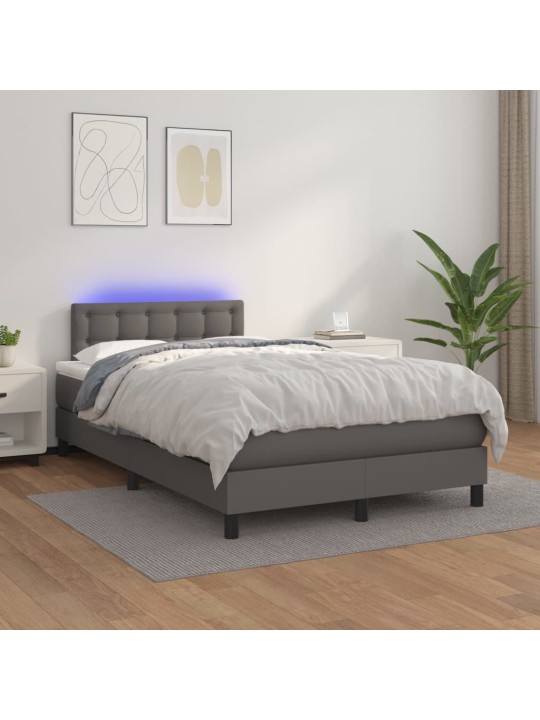 Box spring postel s matrací a LED šedá 120x200 cm umělá kůže