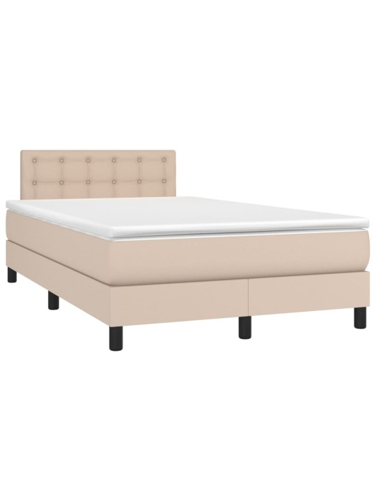 Box spring postel matrace a LED cappuccino 120x200cm umělá kůže